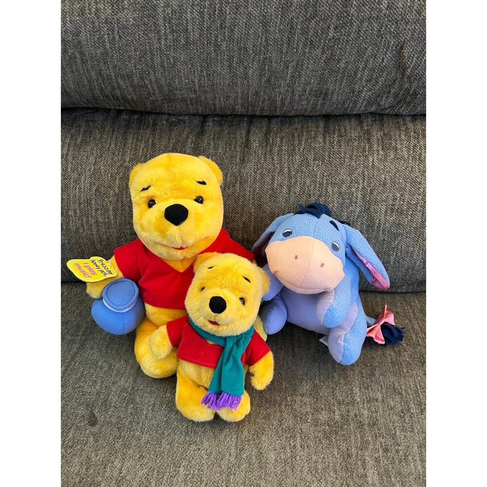 Vintage Disney Pooh Plush Lot 1990s-2005 Mattel Fisher Price Eeyore Honey Pot